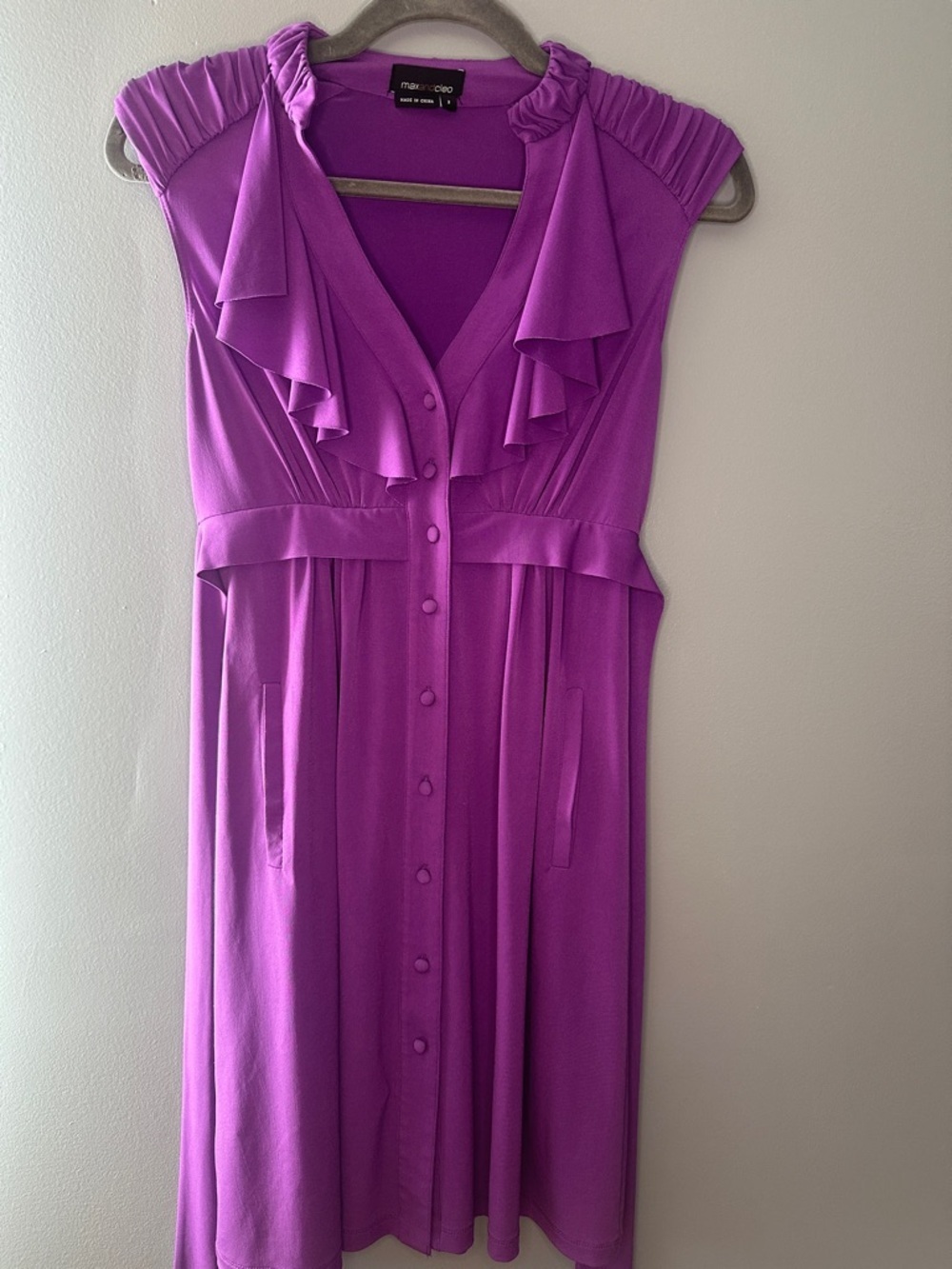 Max & Cleo purple V-Neck Midi Dress Size 2 flow, lightweight graduation formal